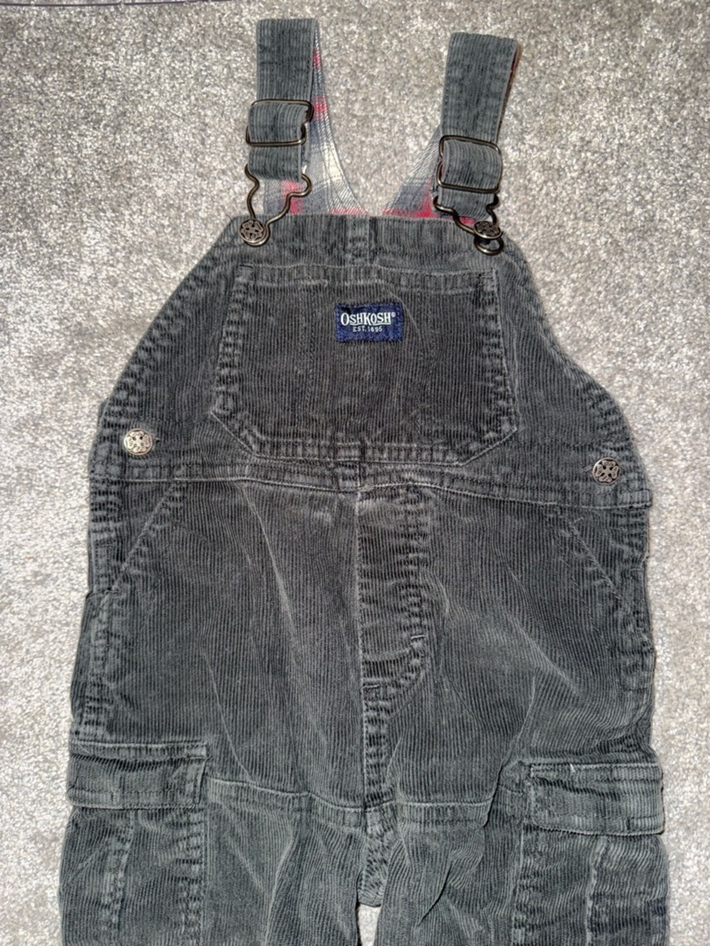 Oshkosh B’Gosh - 18m corduroy plaid lined overalls
